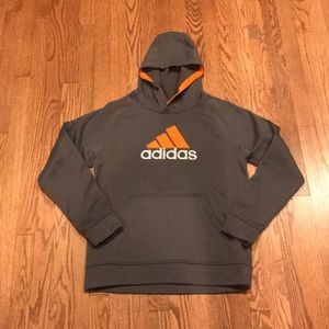 Boys/Yourh Adidas Gray/Orange Hoodie Sweatshirt XL